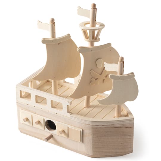 11.5" Wood Pirate Ship Birdhouse by Make Market®